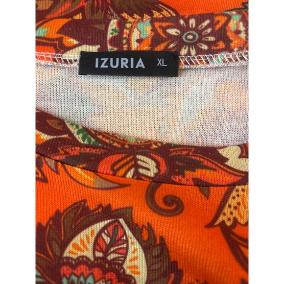 Izuria Bright Tunic Top Orange Paisley Floral Light Knit XL Boho  Eye-catching - Picture 3 of 10